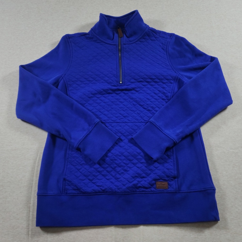 LL Bean Quilted Quarter Zip Pullover Sweatshirt Small S Royal Blue Gorpcore